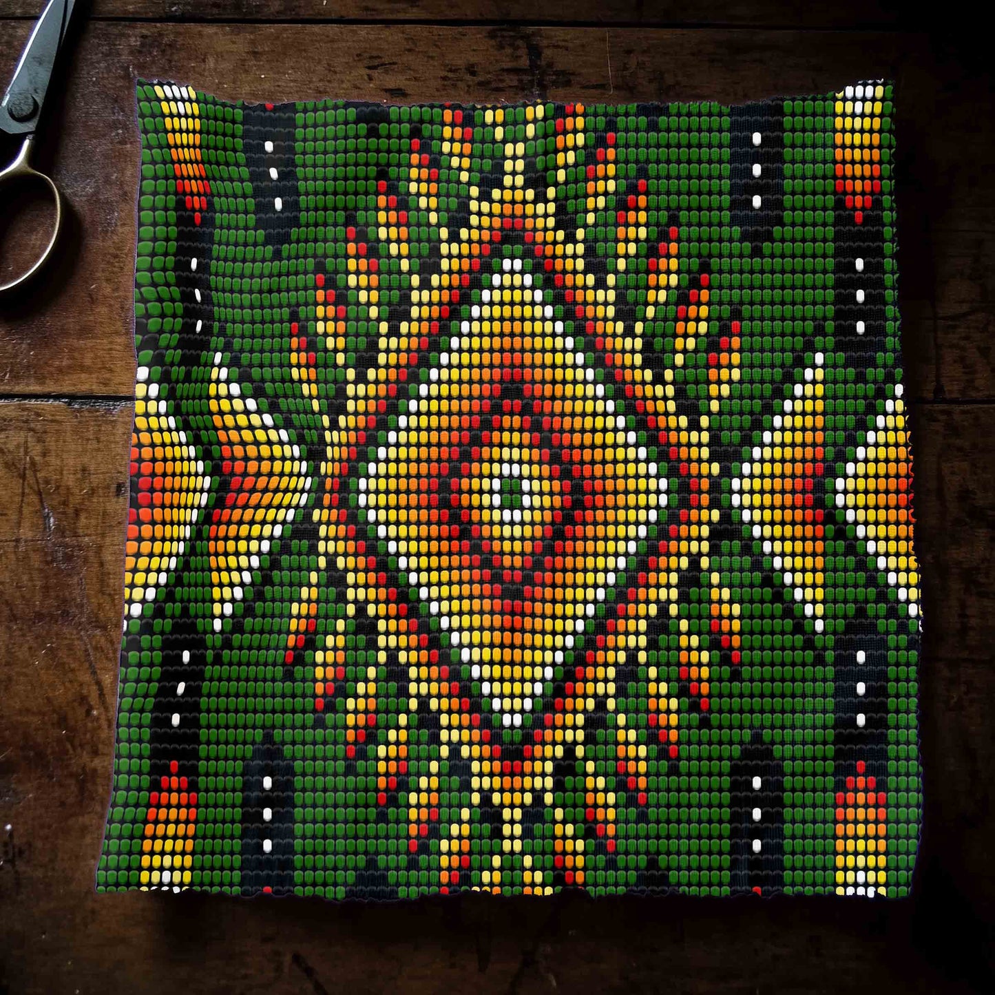 Fire Feather Green Fabric