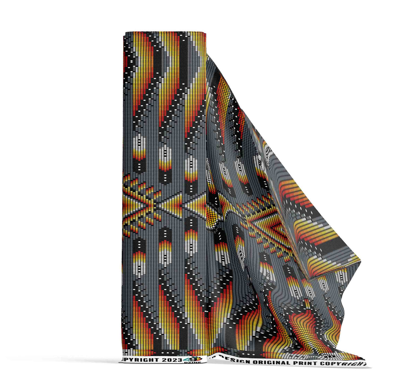 Fire Feather Grey Fabric