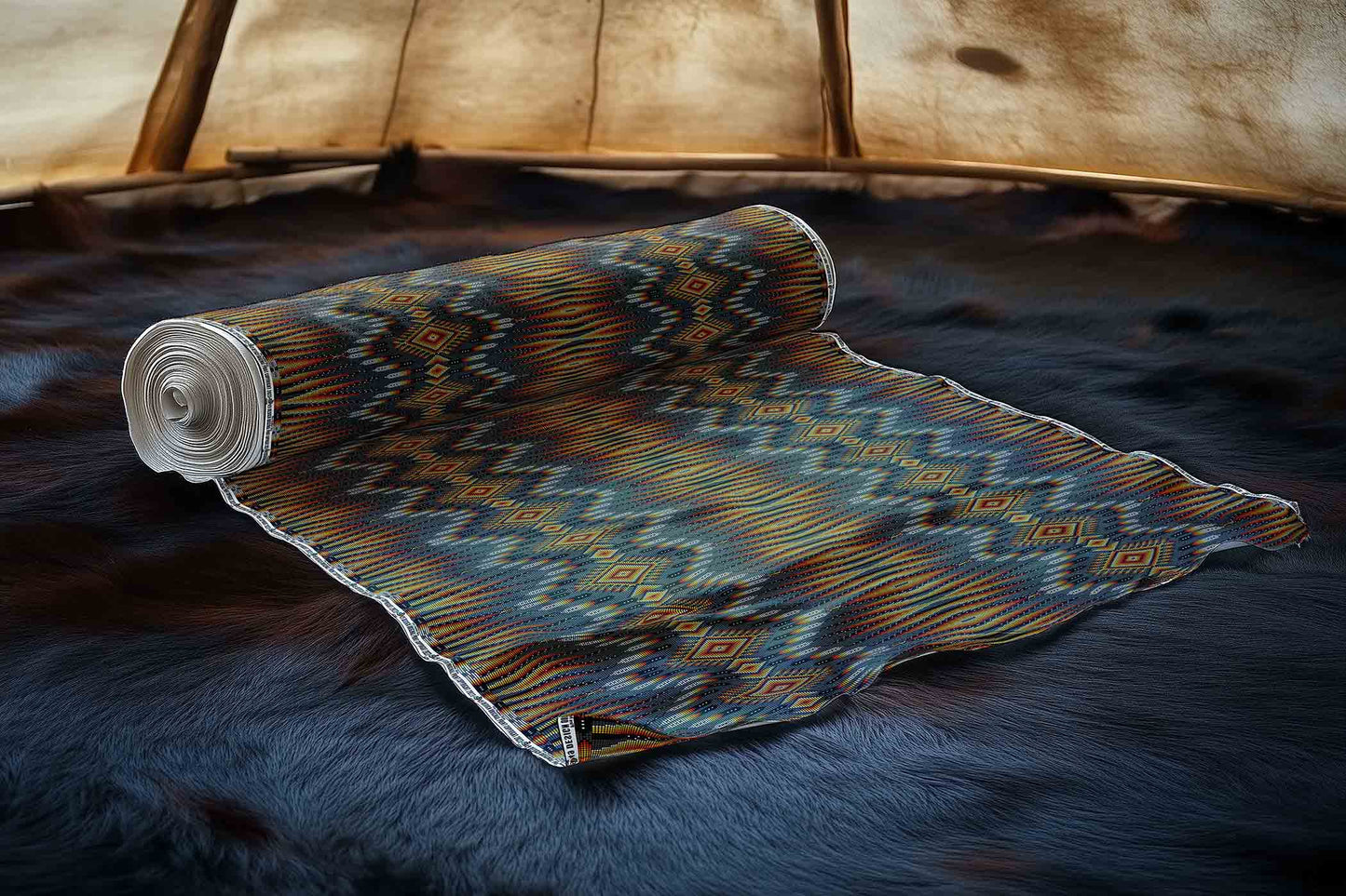 Fire Feather Grey Fabric