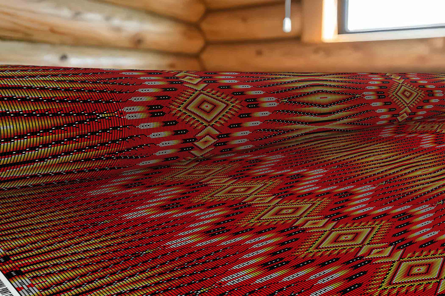 Fire Feather Red Fabric