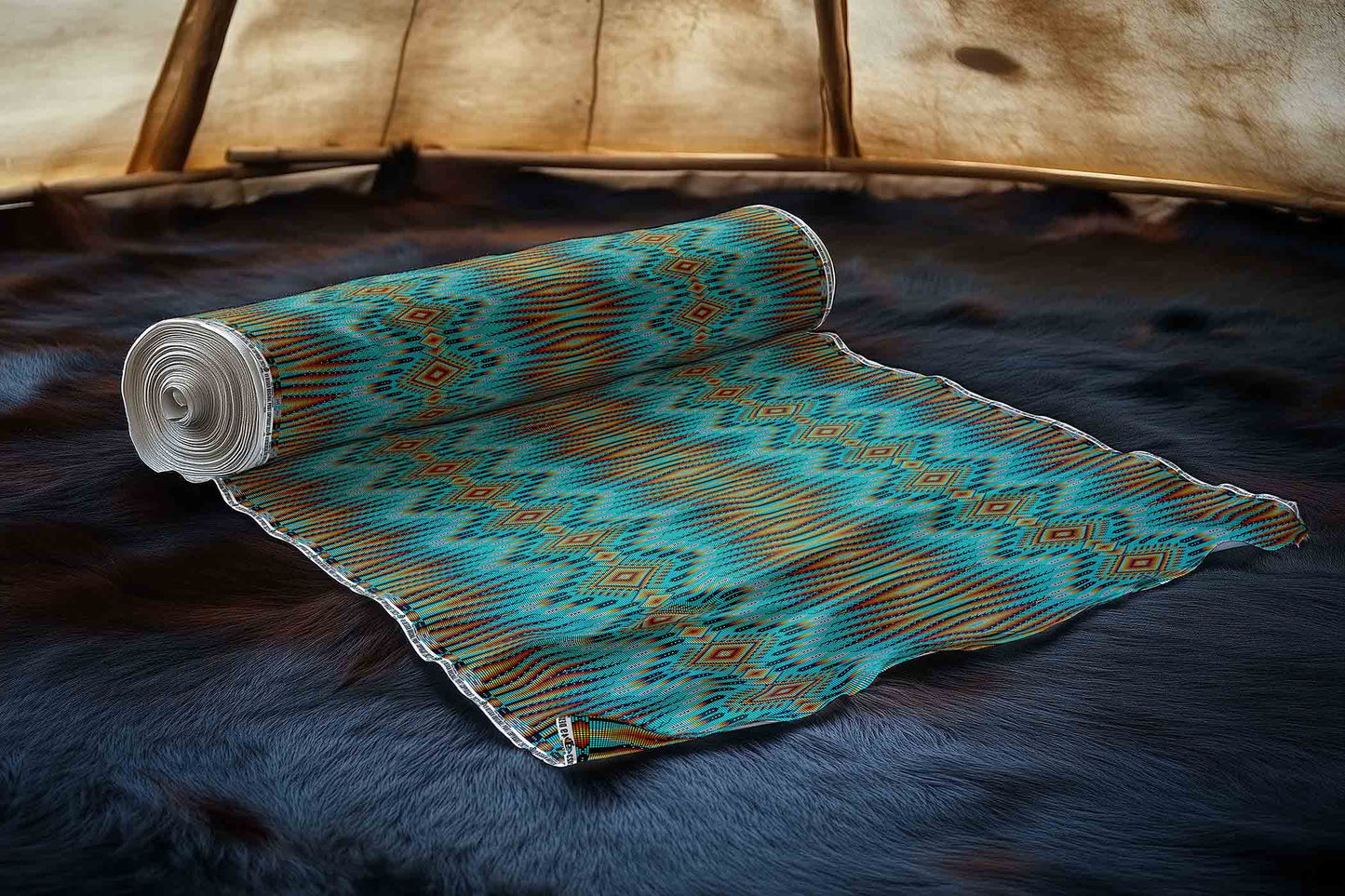 Fire Feather Turquoise Fabric