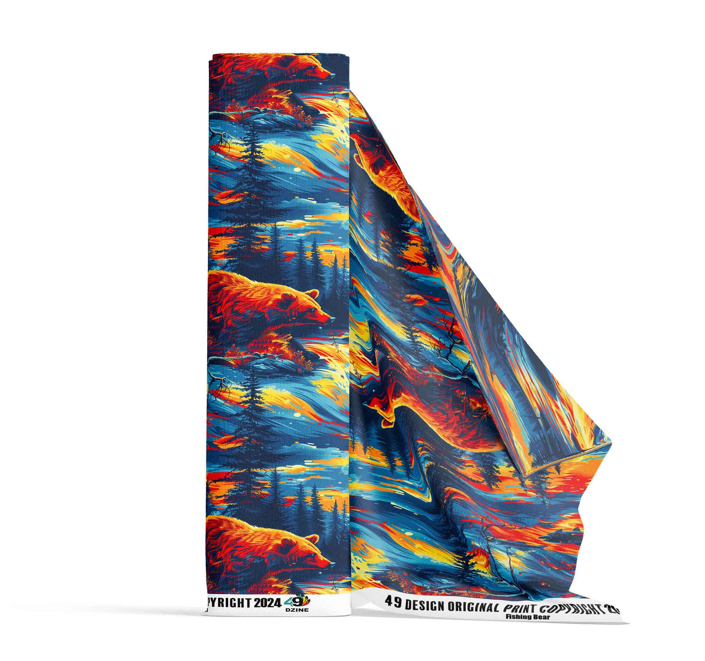 Fishing Bear Fabric
