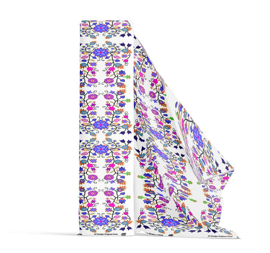 Floral Beadwork Seven Clans White Fabric