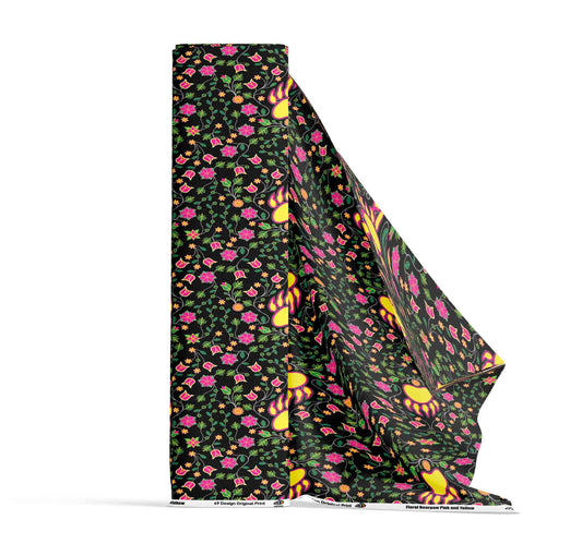 Floral Bearpaw Pink and Yellow Fabric