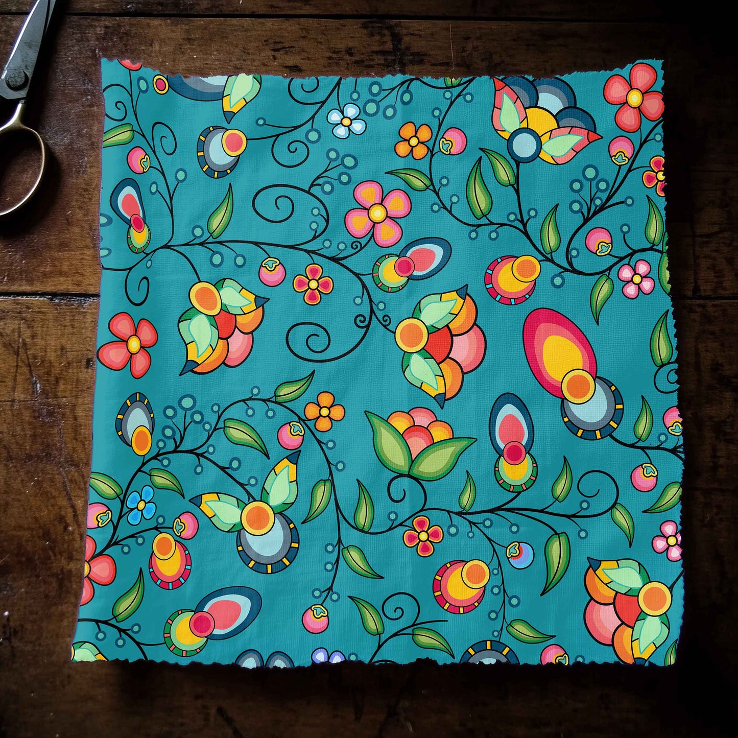 Floral Bounty Teal Fabric