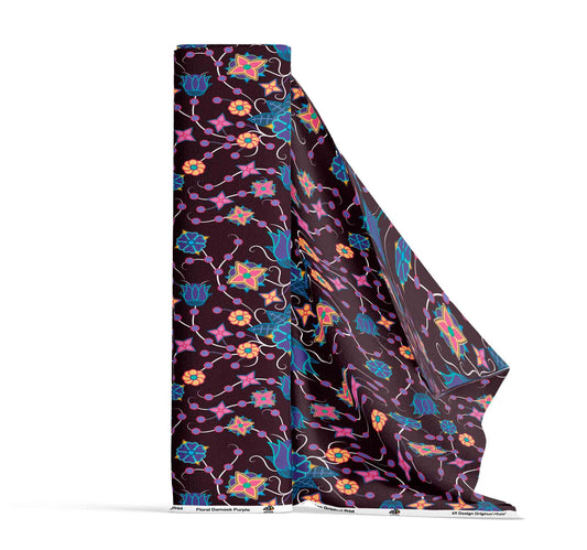 Floral Damask Purple Fabric