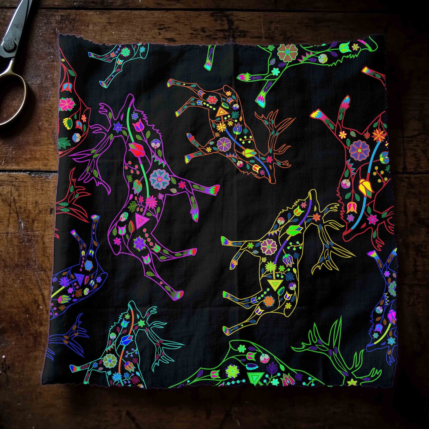 Neon Floral Elks Fabric