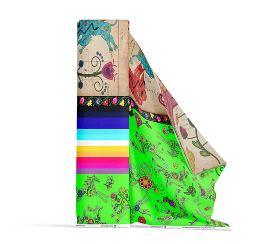 Floral Ledger Bison Neon Green Fabric