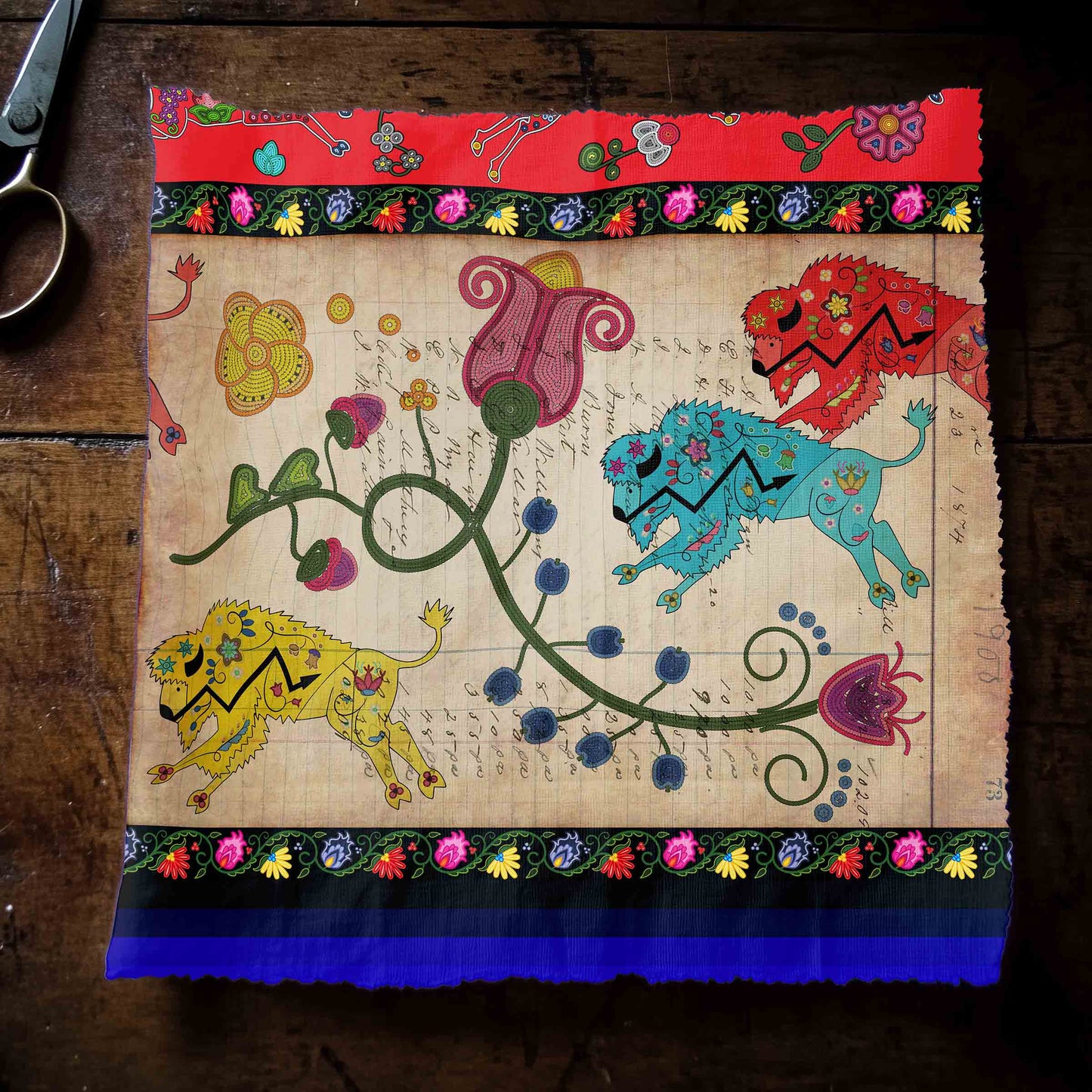 Floral Ledger Bison Red Fabric
