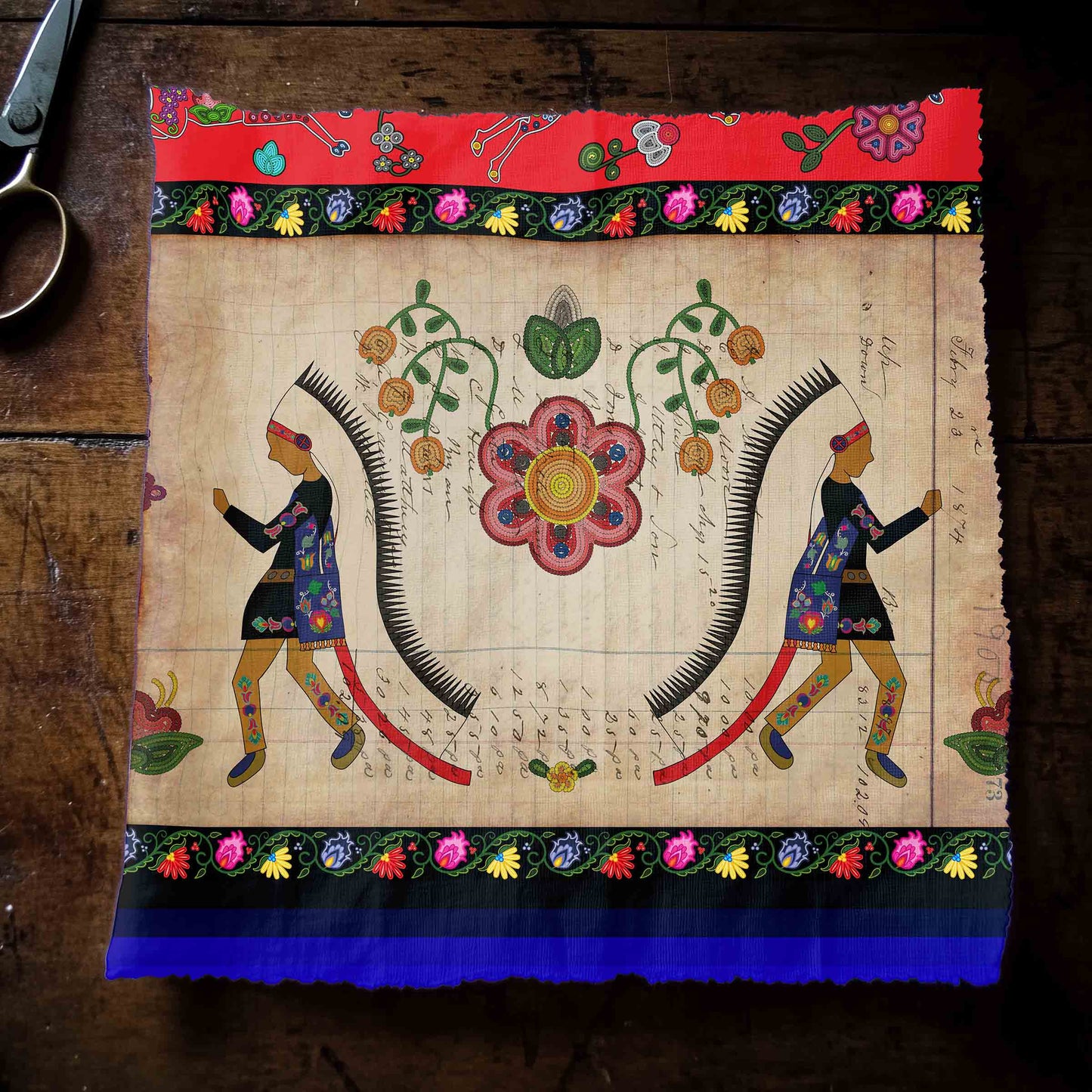 Floral Ledger Chiefs Red Fabric