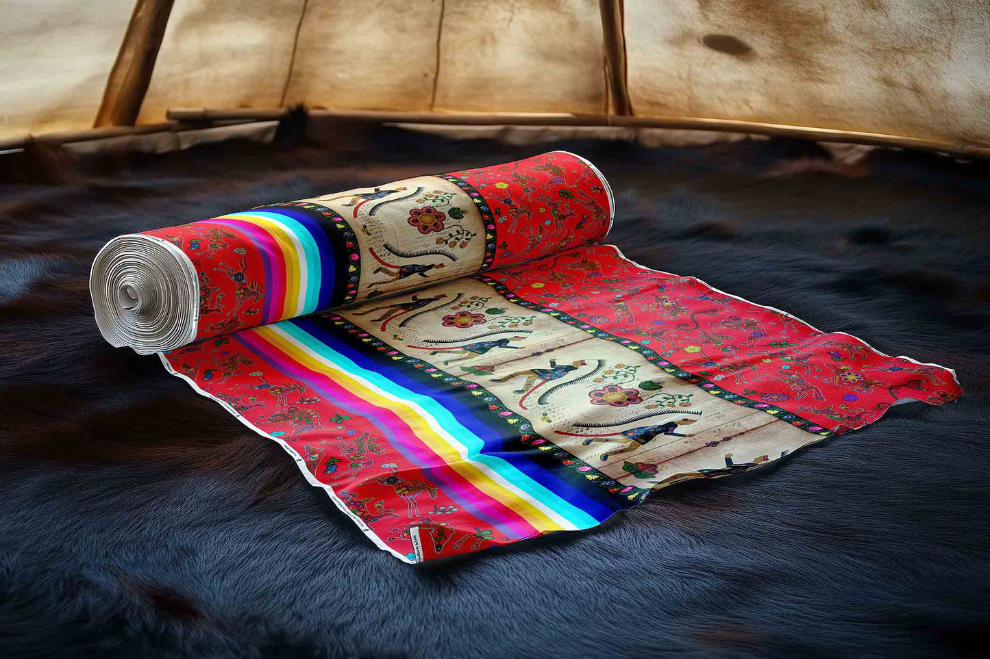 Floral Ledger Chiefs Red Fabric