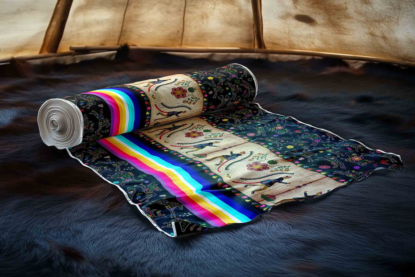 Floral Ledger Chiefs Black Fabric