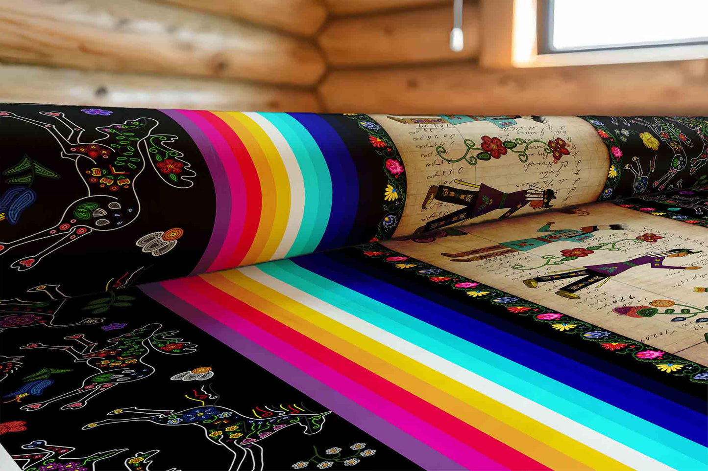 Floral Ledger Encounter Black Fabric