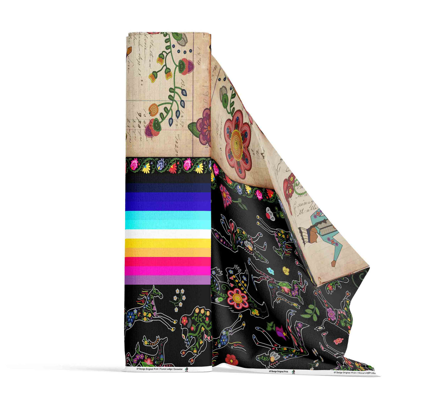 Floral Ledger Encounter Black Fabric