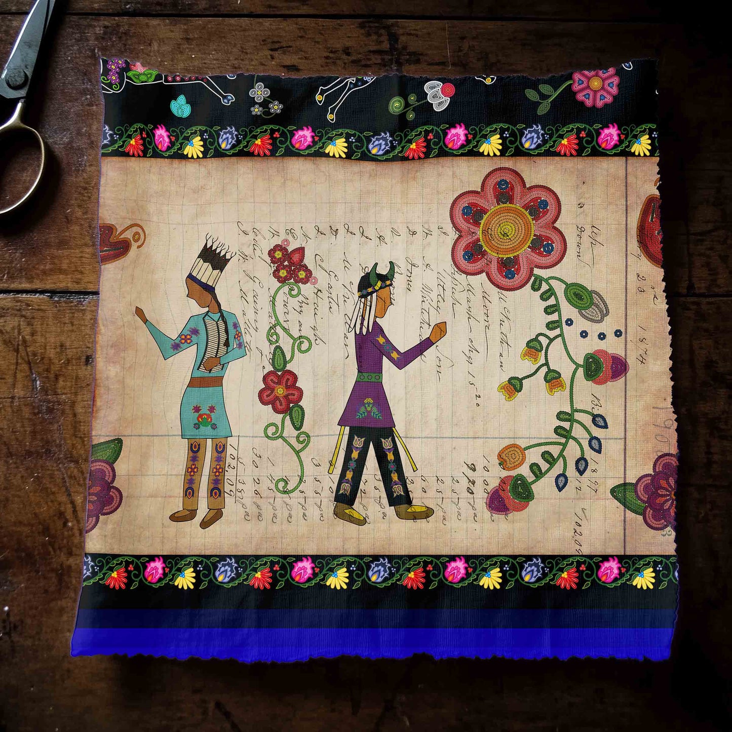 Floral Ledger Encounter Black Fabric