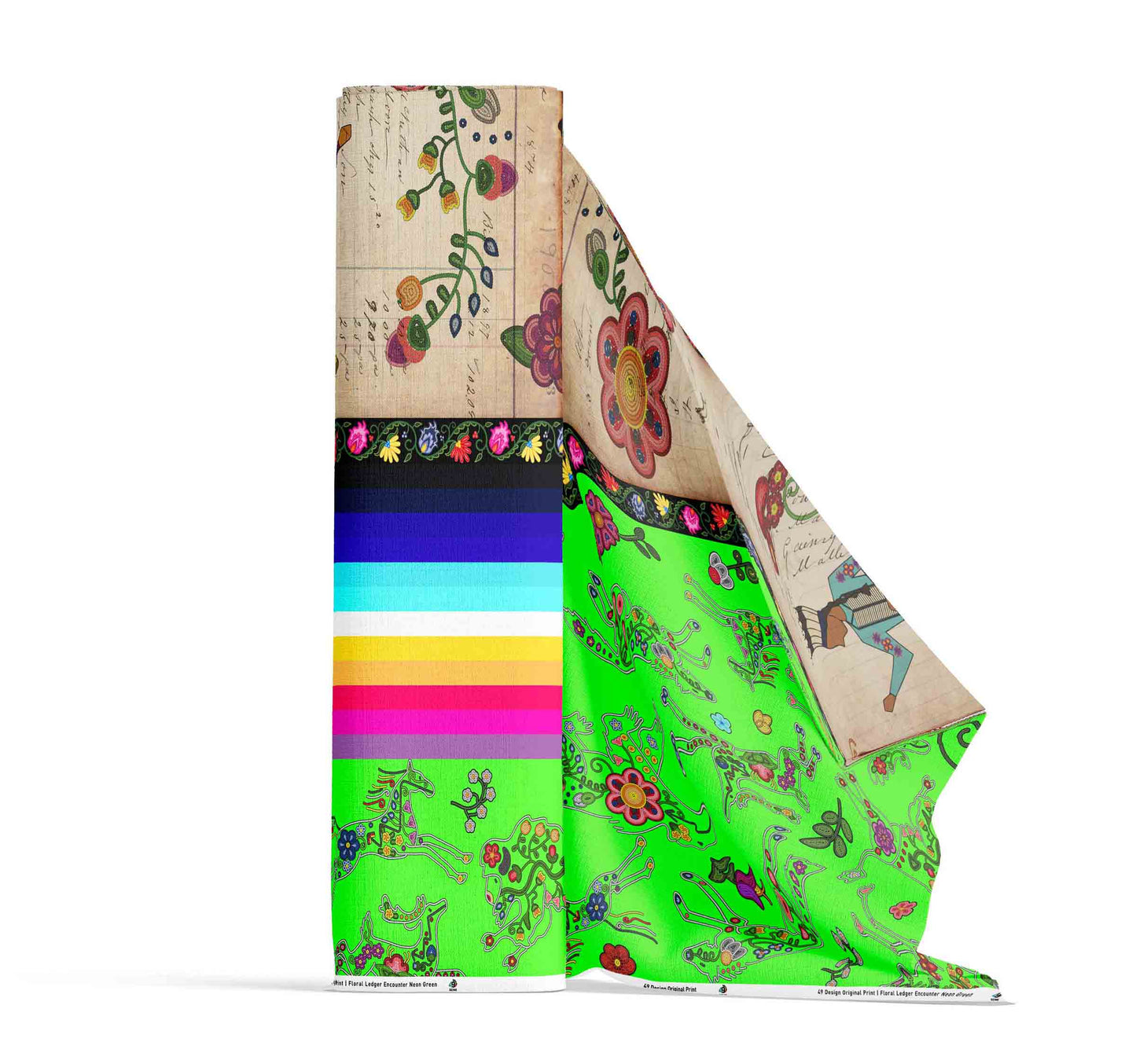 Floral Ledger Encounter Neon Green Fabric