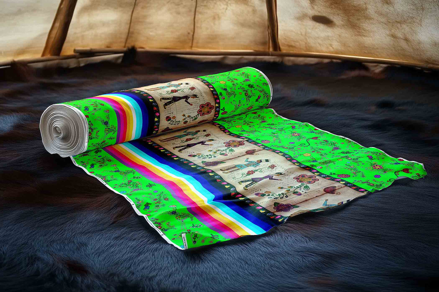 Floral Ledger Encounter Neon Green Fabric