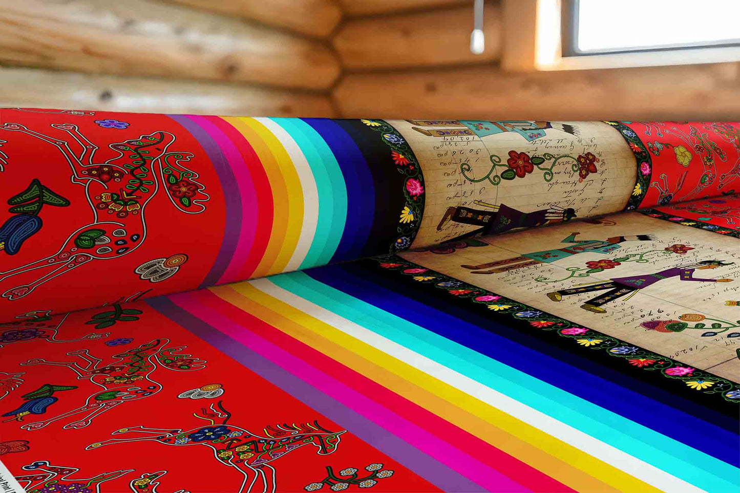 Floral Ledger Encounter Red Fabric