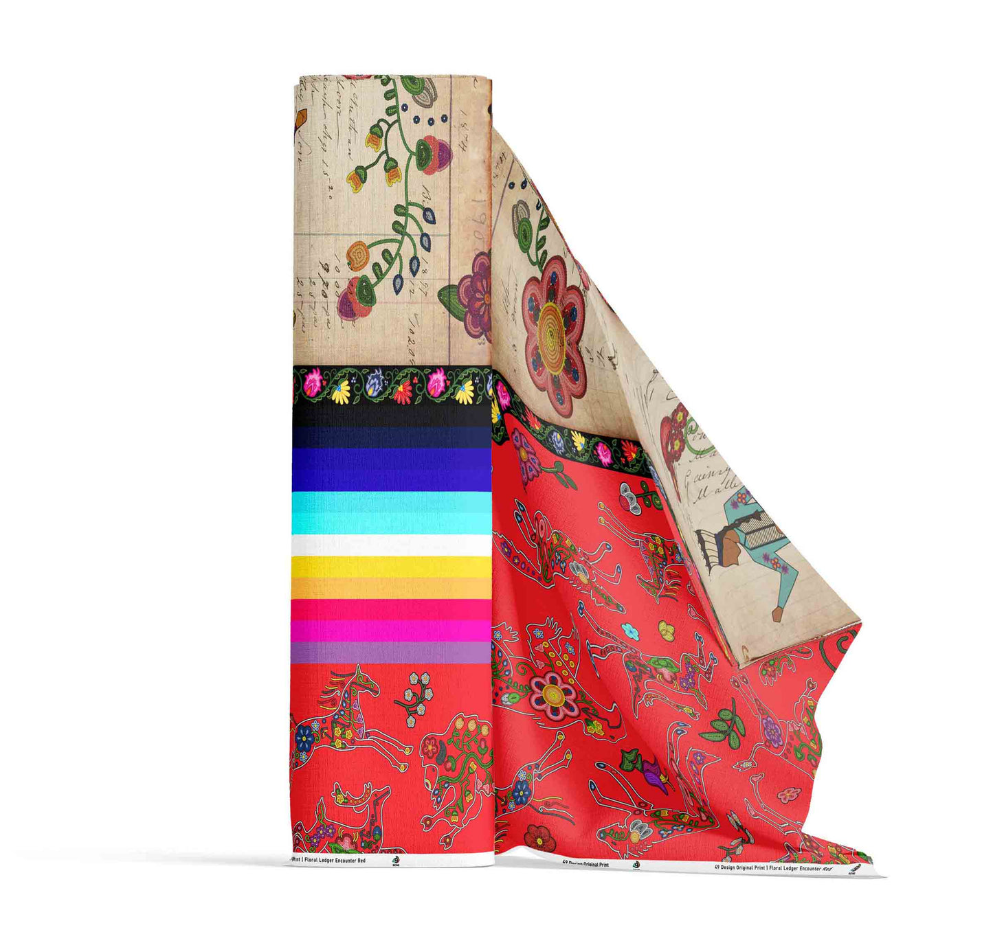 Floral Ledger Encounter Red Fabric