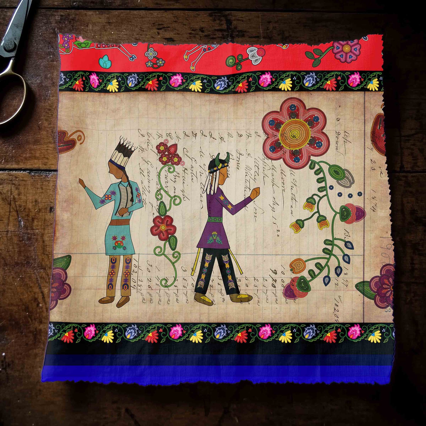 Floral Ledger Encounter Red Fabric