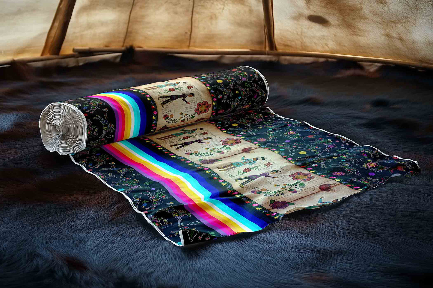 Floral Ledger Encounter Black Fabric
