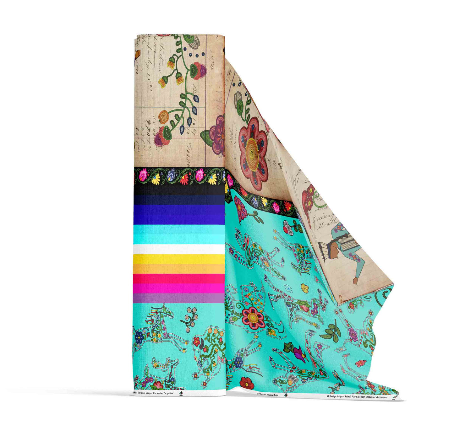 Floral Ledger Encounter Turquoise Fabric