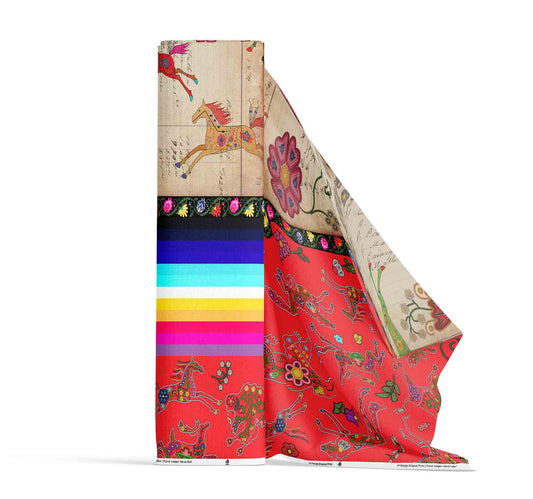 Floral Ledger Horse Red Fabric