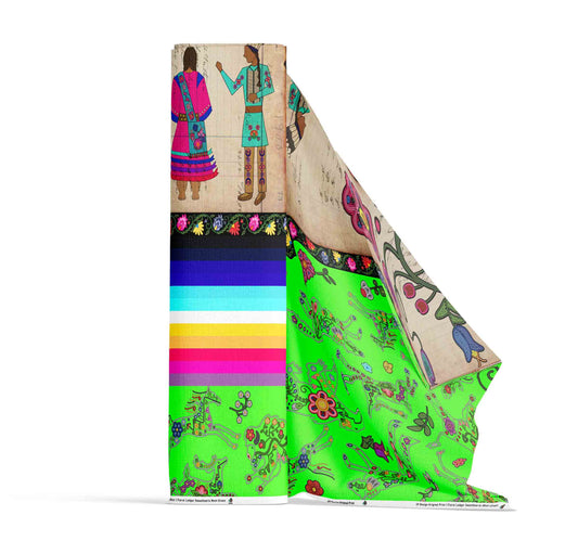 Floral Ledger Sweethearts Neon Green Fabric