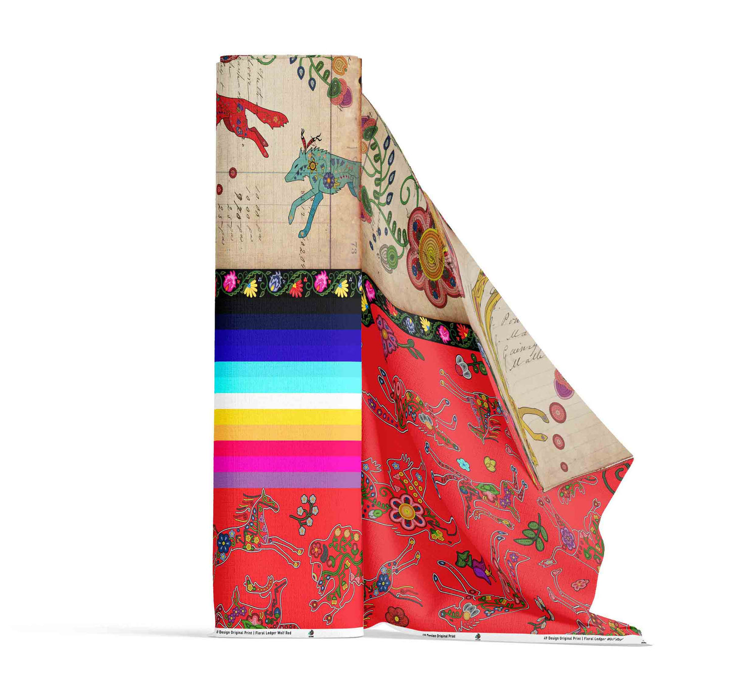 Floral Ledger Wolf Red Fabric