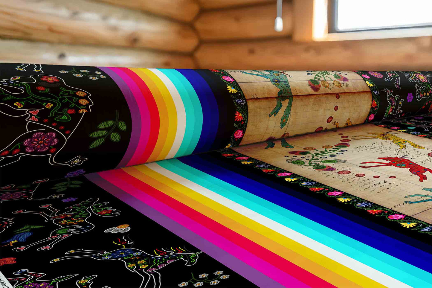 Floral Ledger Wolf Black Fabric