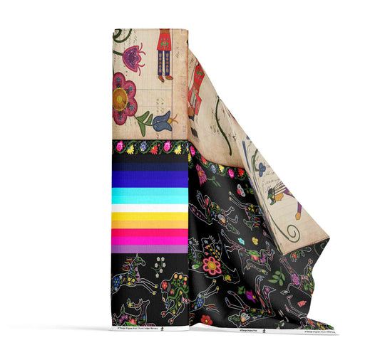 Floral Ledger Warrior Black Fabric
