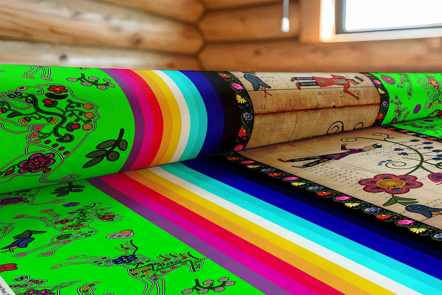 Floral Ledger Warrior Neon Green Fabric