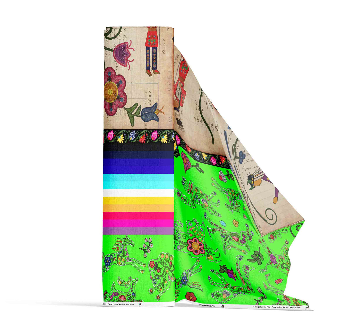 Floral Ledger Warrior Neon Green Fabric