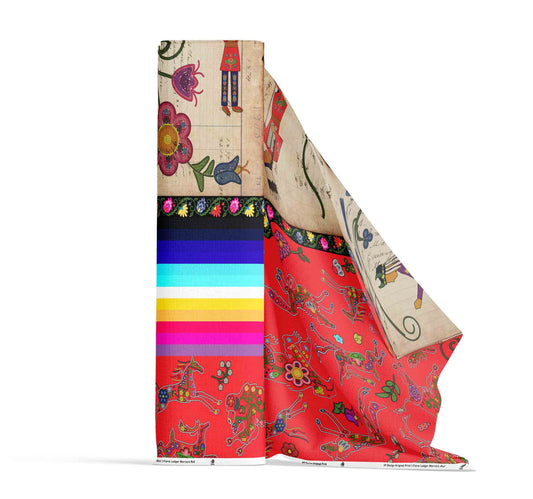 Floral Ledger Warrior Red Fabric
