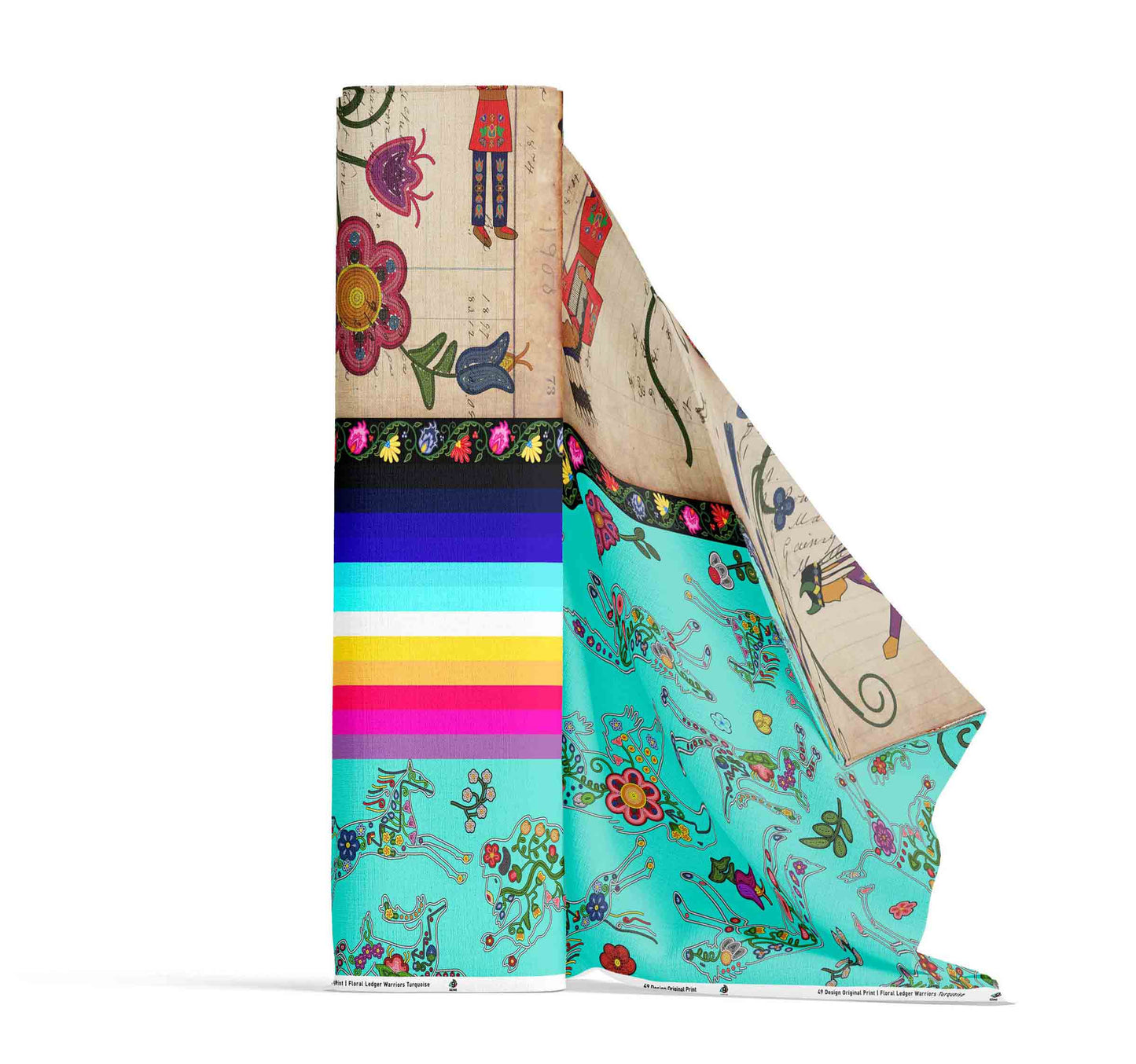 Floral Ledger Warrior Turquoise Fabric