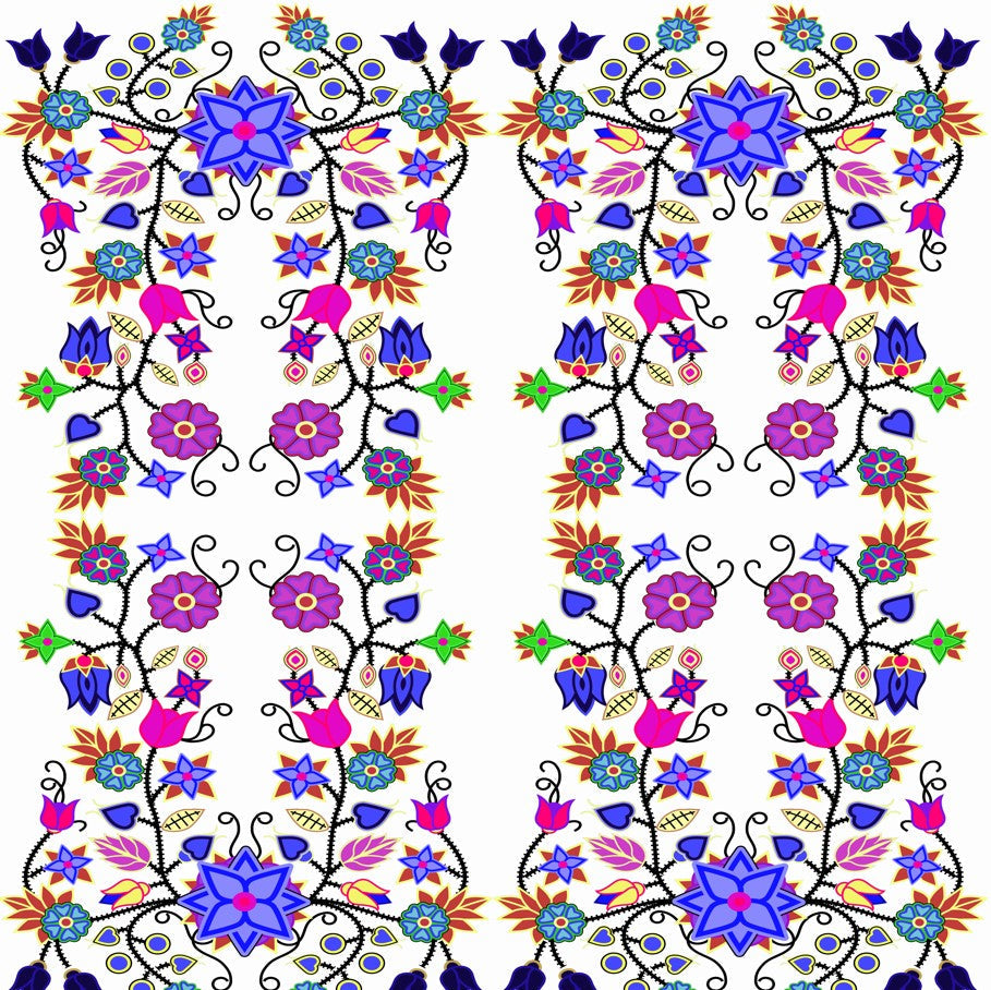 Floral Beadwork Seven Clans White Fabric