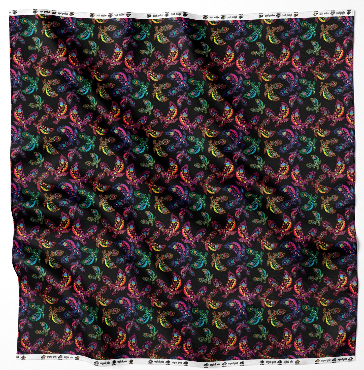 Neon Floral Eagles Fabric