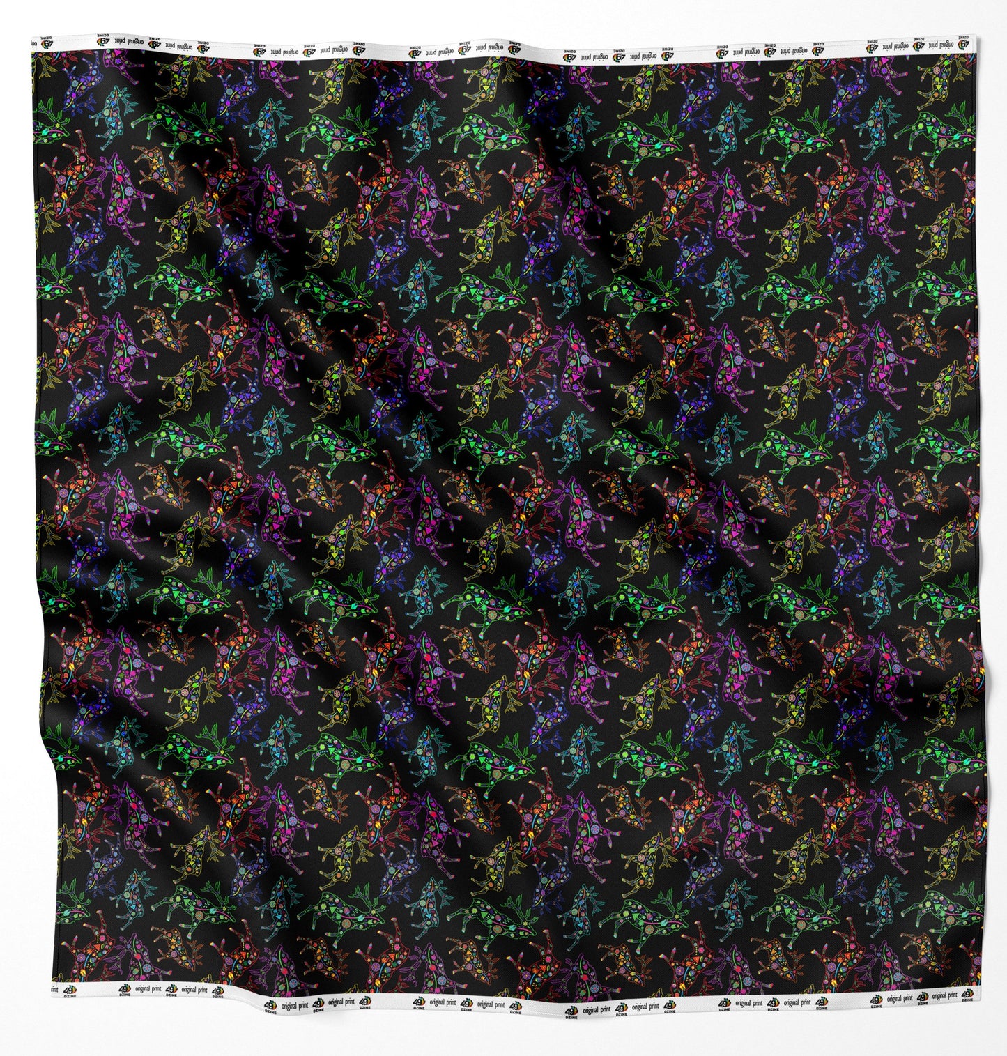 Neon Floral Elks Fabric