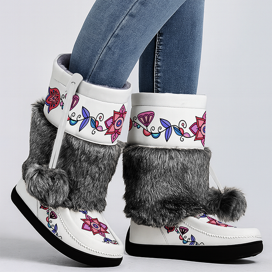 Frost Flower Circle Real Leather MocLux Calf with Fur