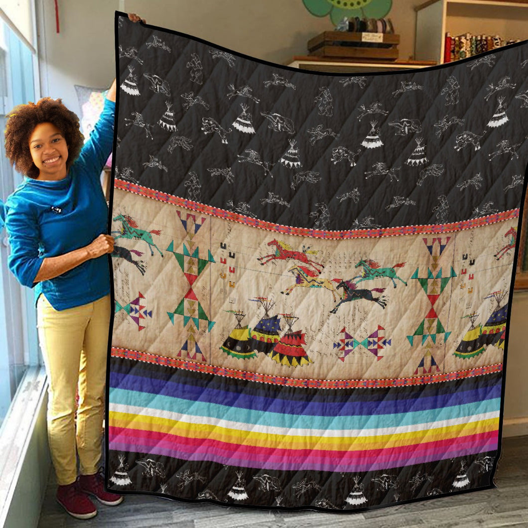 Horses Running Black Sky Lightweight Quilt