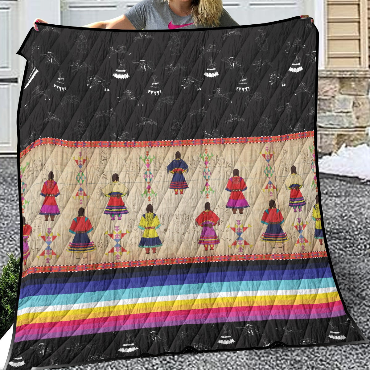 Ledger Round Dance Midnight Lightweight Quilt