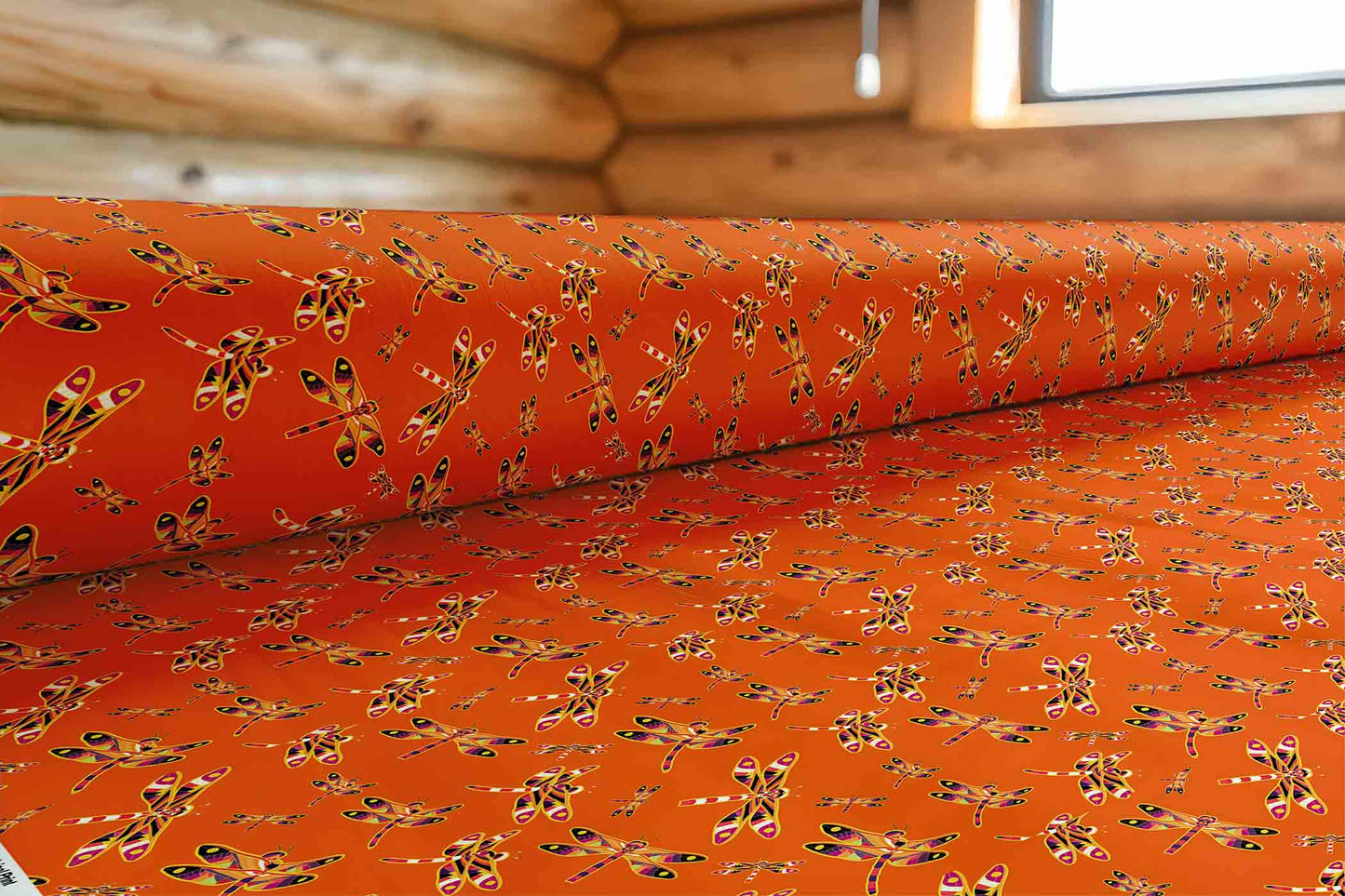 Gathering Yellow Black Orange Fabric