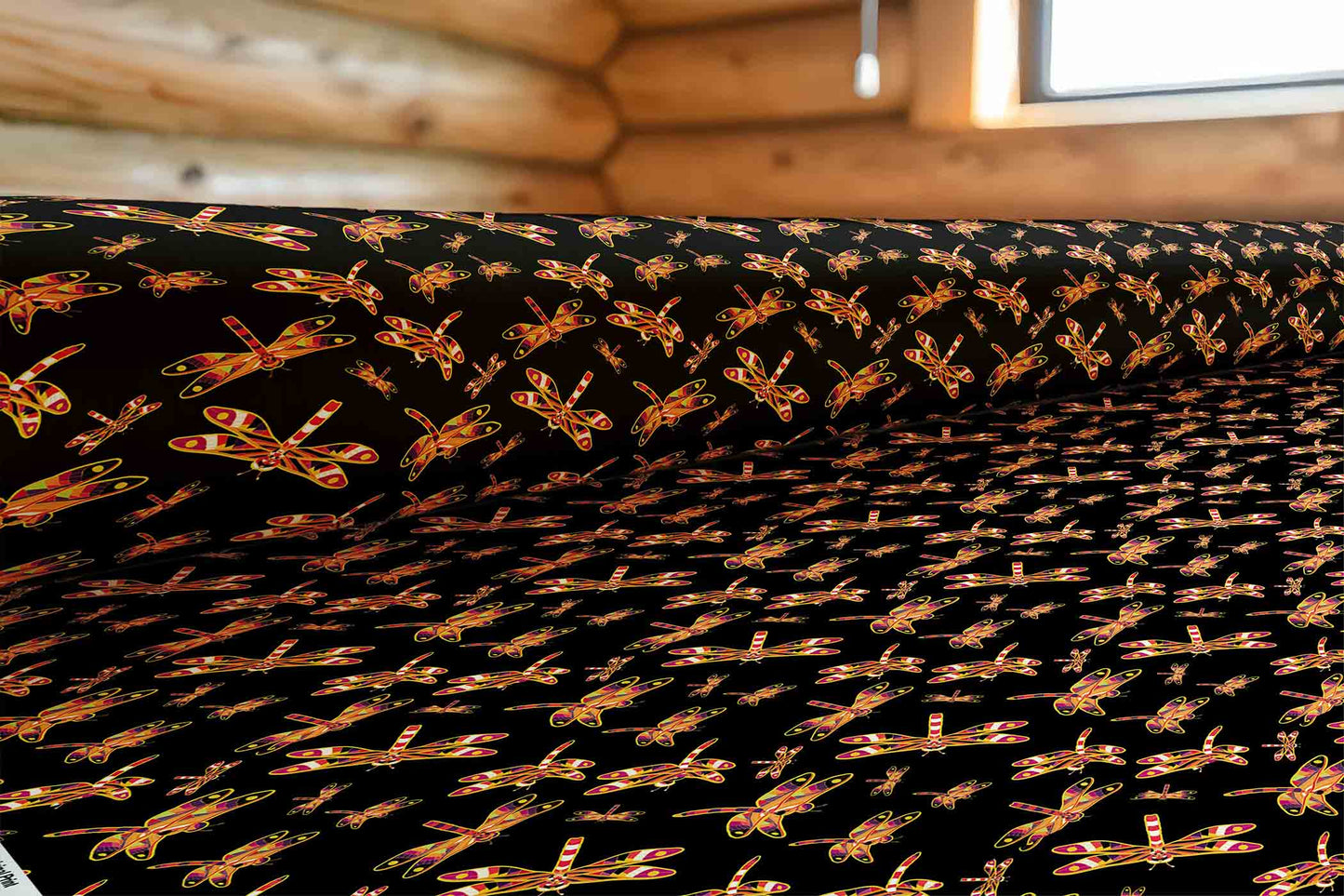 Gathering Yellow Black Fabric