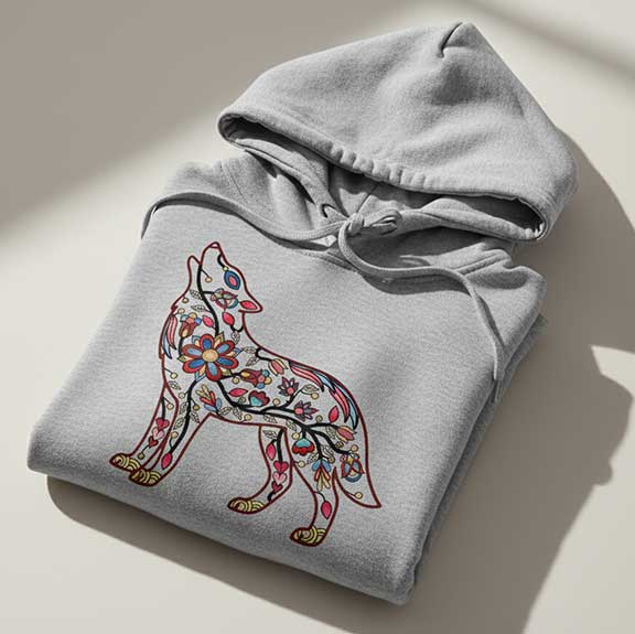Wolf Floral Motif 2-M Various Sizes