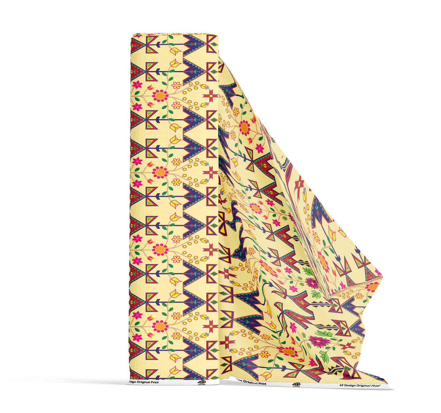 Geometric Floral Spring Vanilla Fabric