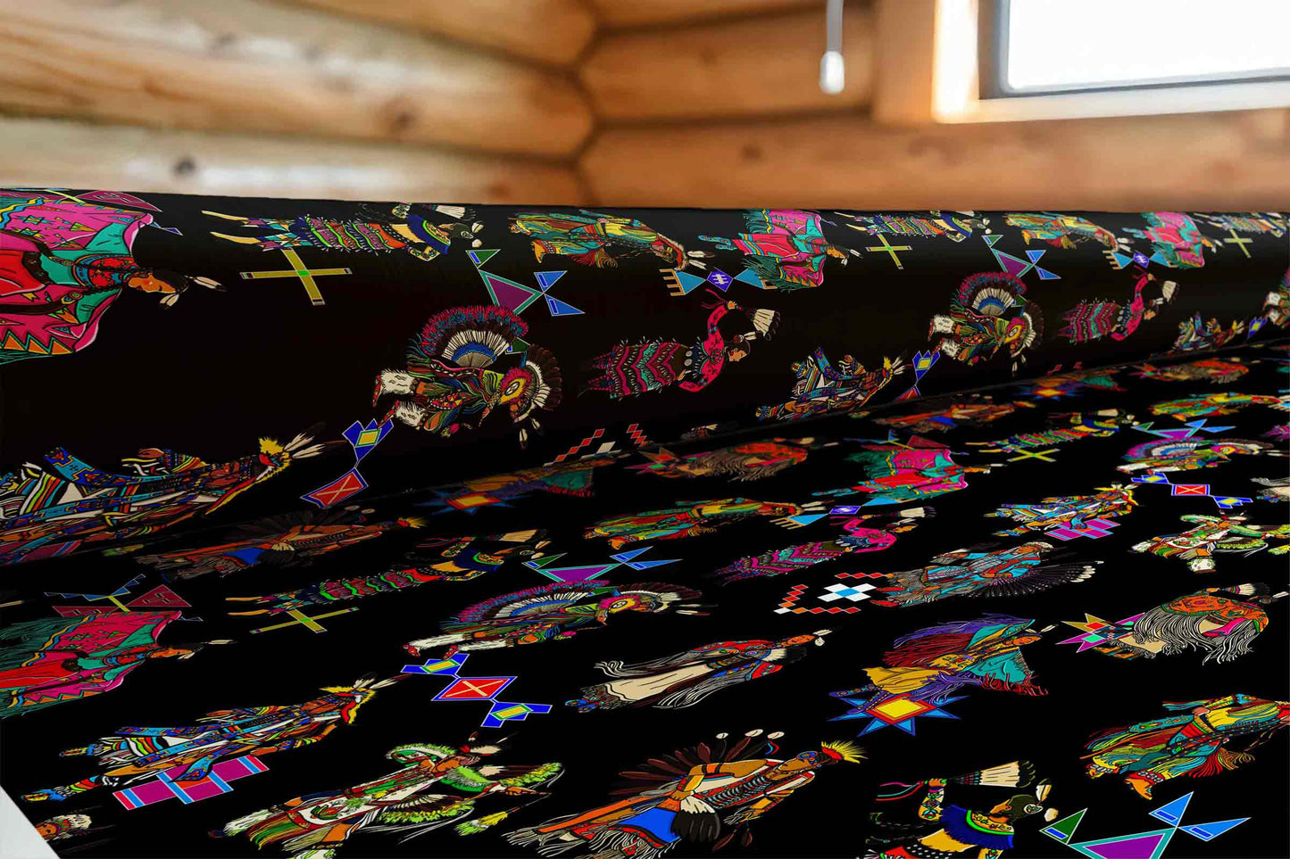 Grand Entry Dancers Black Large Fabric