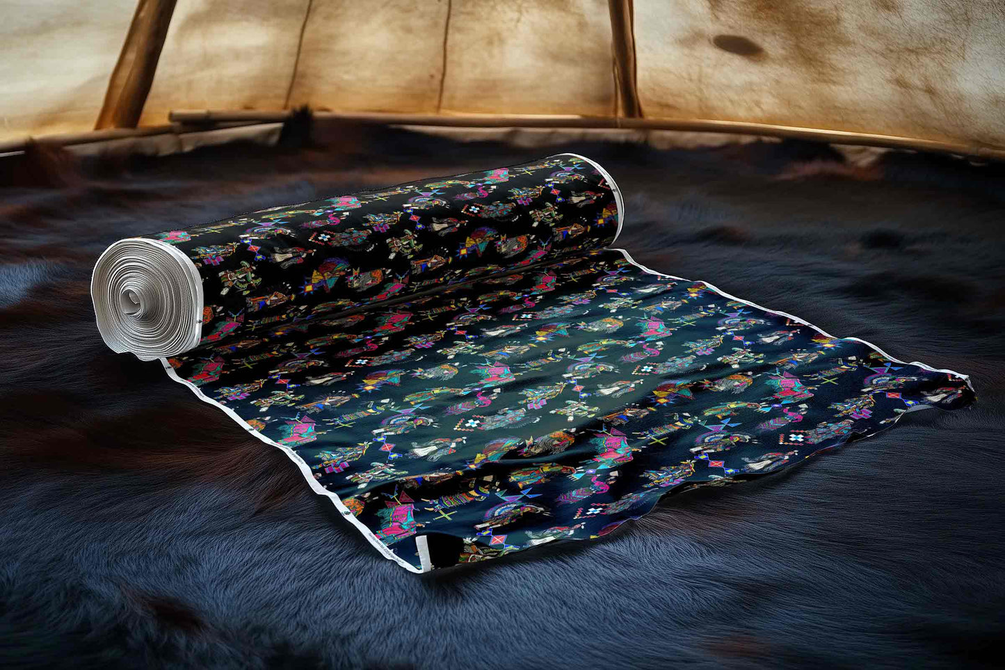 Grand Entry Dancers Black Large Fabric