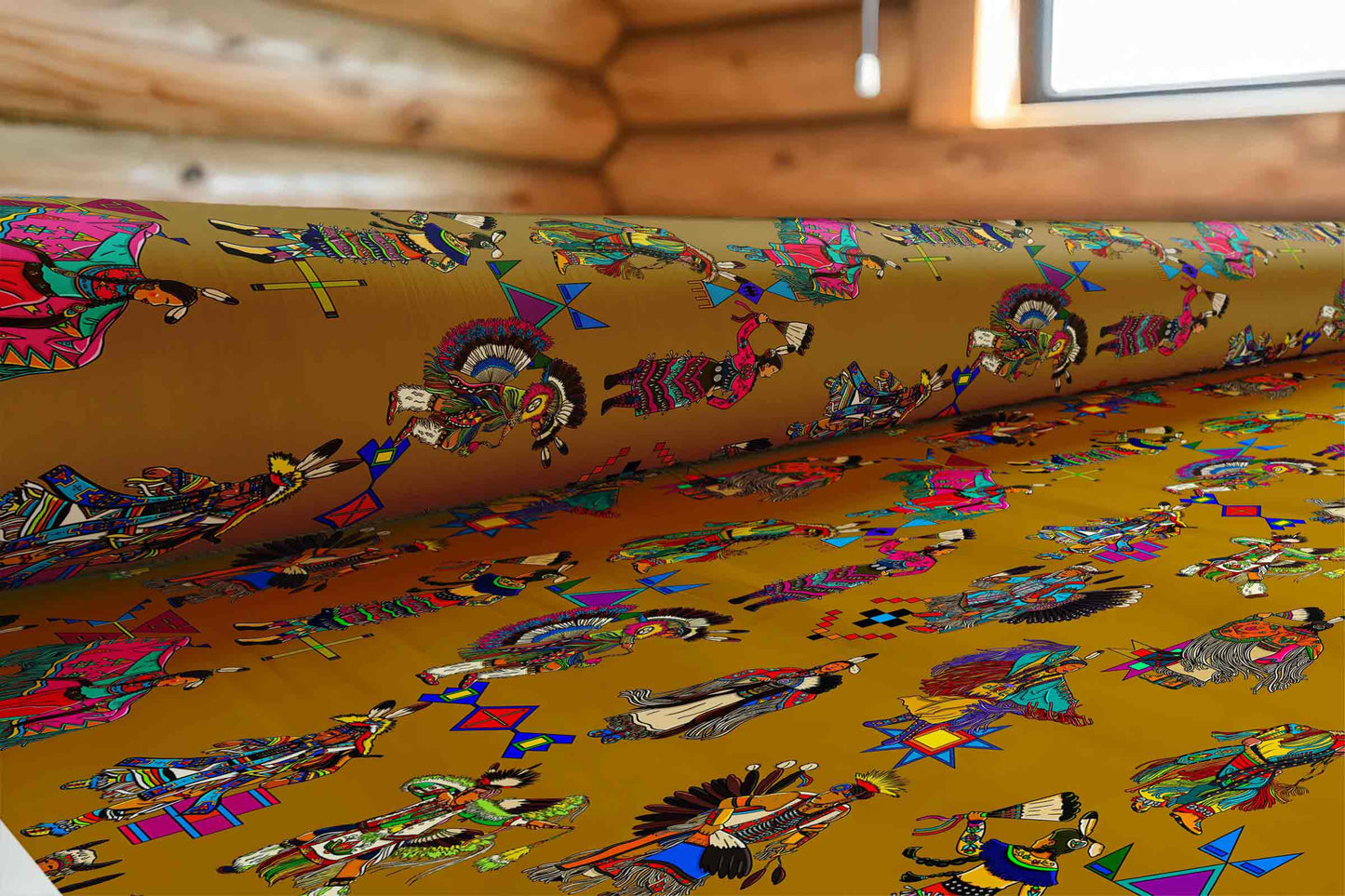 Grand Entry Dancers Earth Large Fabric