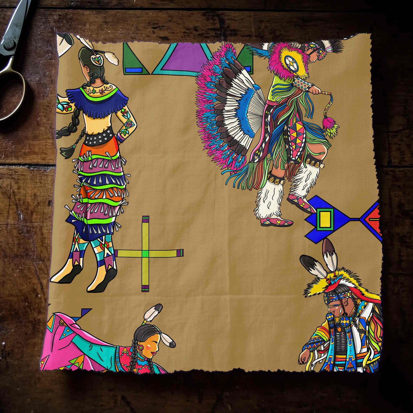 Grand Entry Dancers Earth Large Fabric