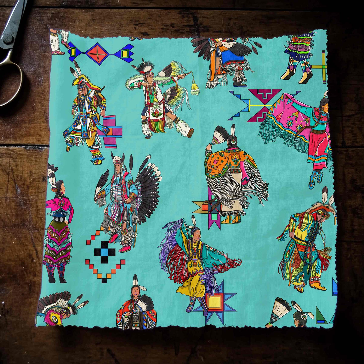 Grand Entry Dancers Eggshell Blue Small Fabric